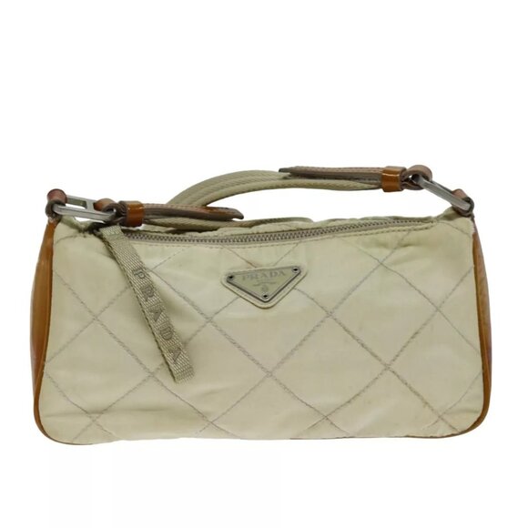 PRADA Shoulder Bag Nylon Enamel Beige Brown Auth - Picture 2 of 16